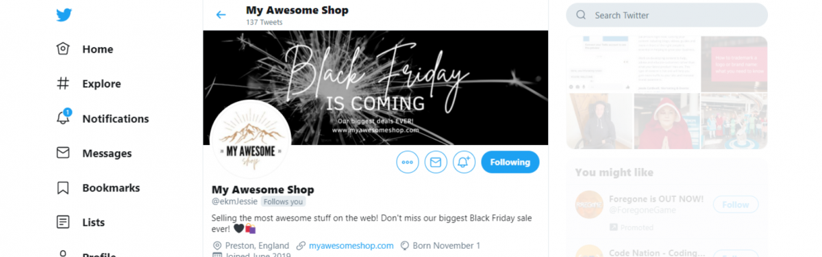 Example Twitter Black Friday Banner