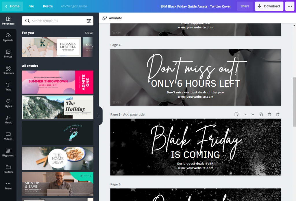 Canva templates EKM Black Friday