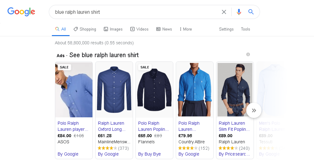 blue-ralph-lauren-shirt-ppc-google-shopping-example