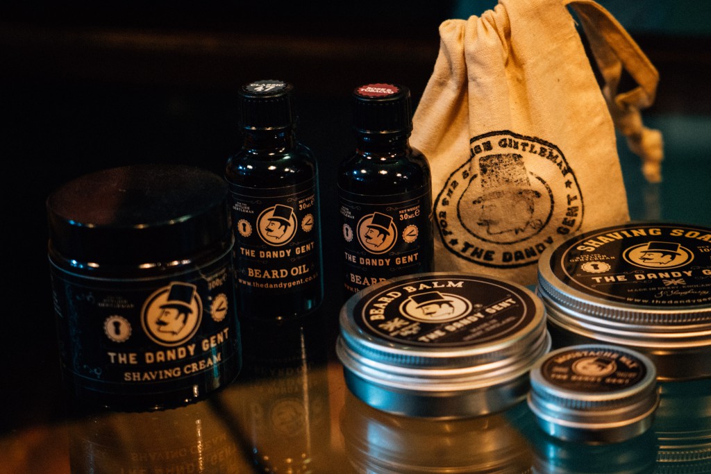A line up of The Dandy Gent products