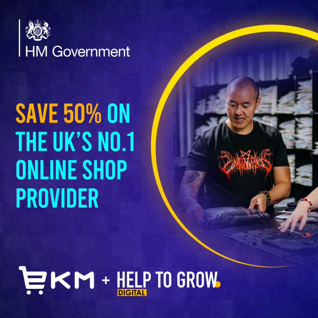 save 50% on the uk's no. 1 online shop provider with HM Government and EKM Help to Grow Digital