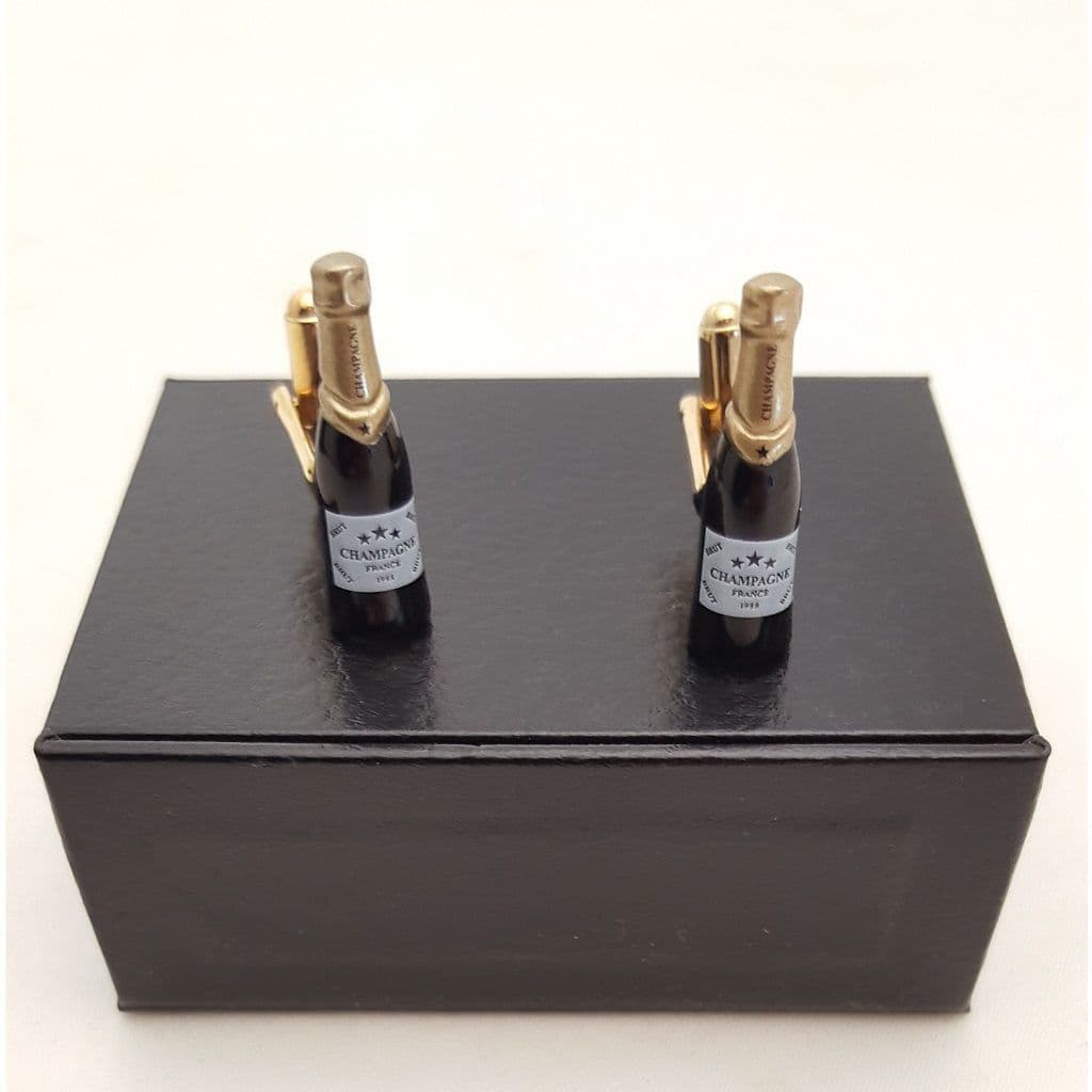 cufflinks that look like champagne bottles, a great Christmas gift that supports small business
