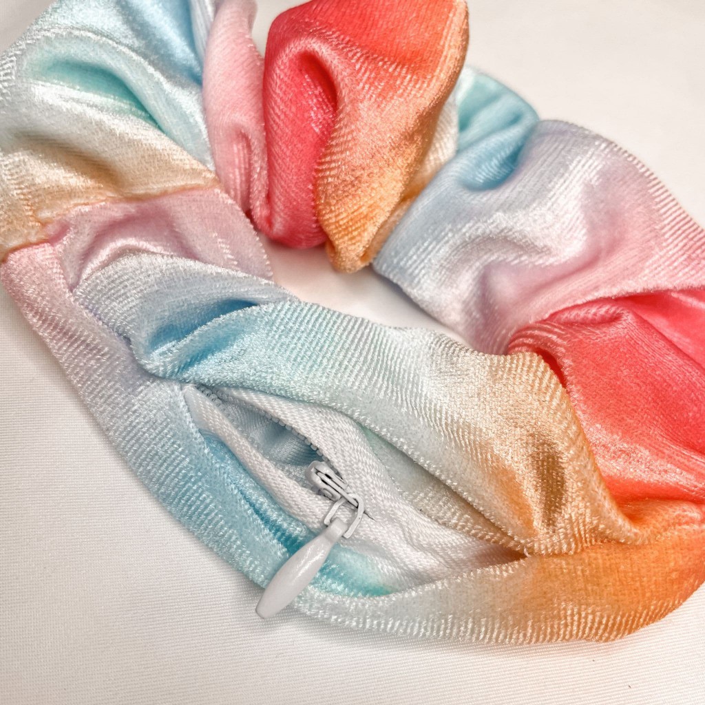A pocket tie dye scrunchie makes a great Christmas gift from a small business