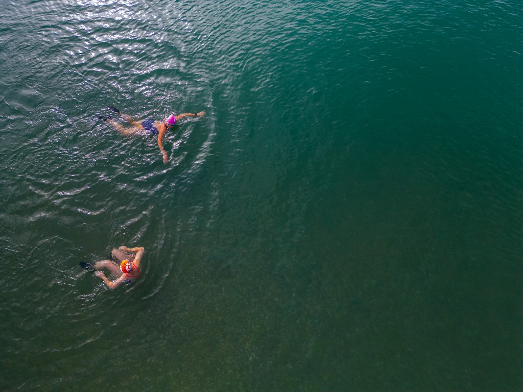 Kath and Cath of Seabirds LTD swimming in the sea