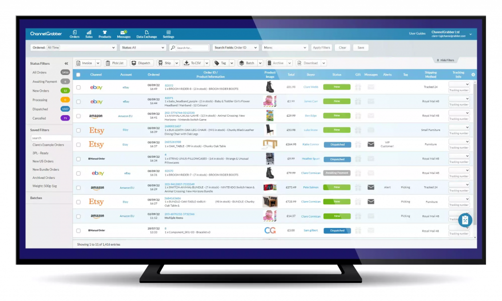 a computer shows multichannel ecommerce management